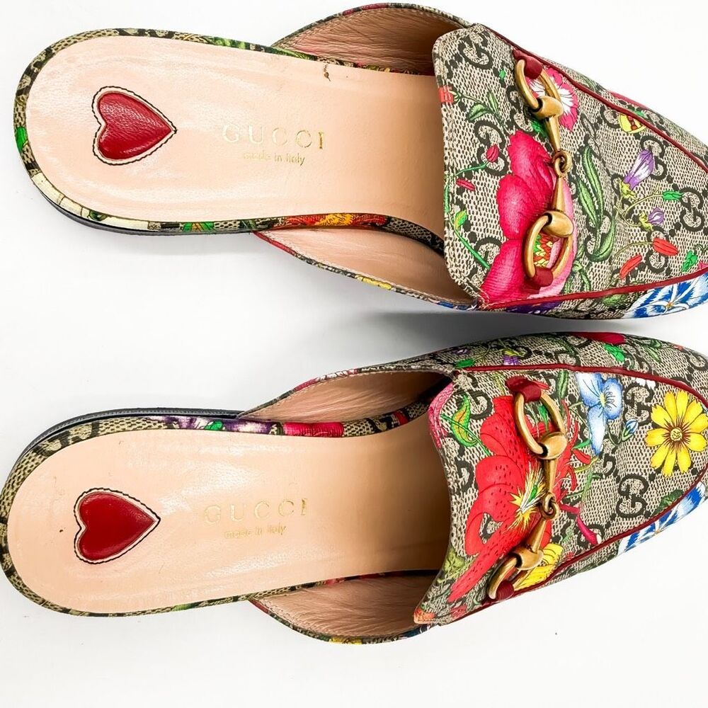 Gucci Princetown GG Horsebit Supreme Canvas Floral Loafers EU 36.5 US 6.5 - Picture 7 of 14